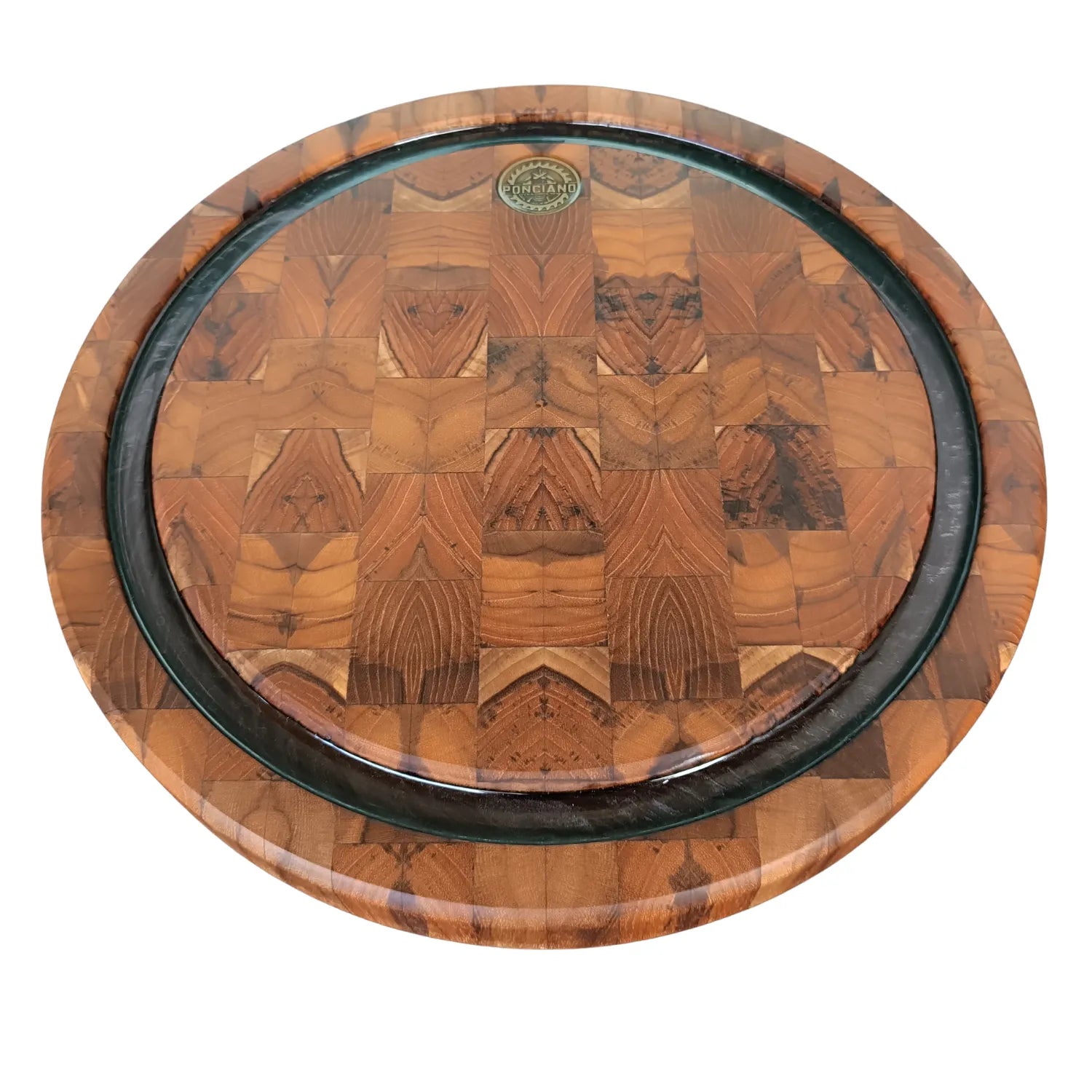Tábua Redonda End Grain 35cm Ponciano - Resina Preta