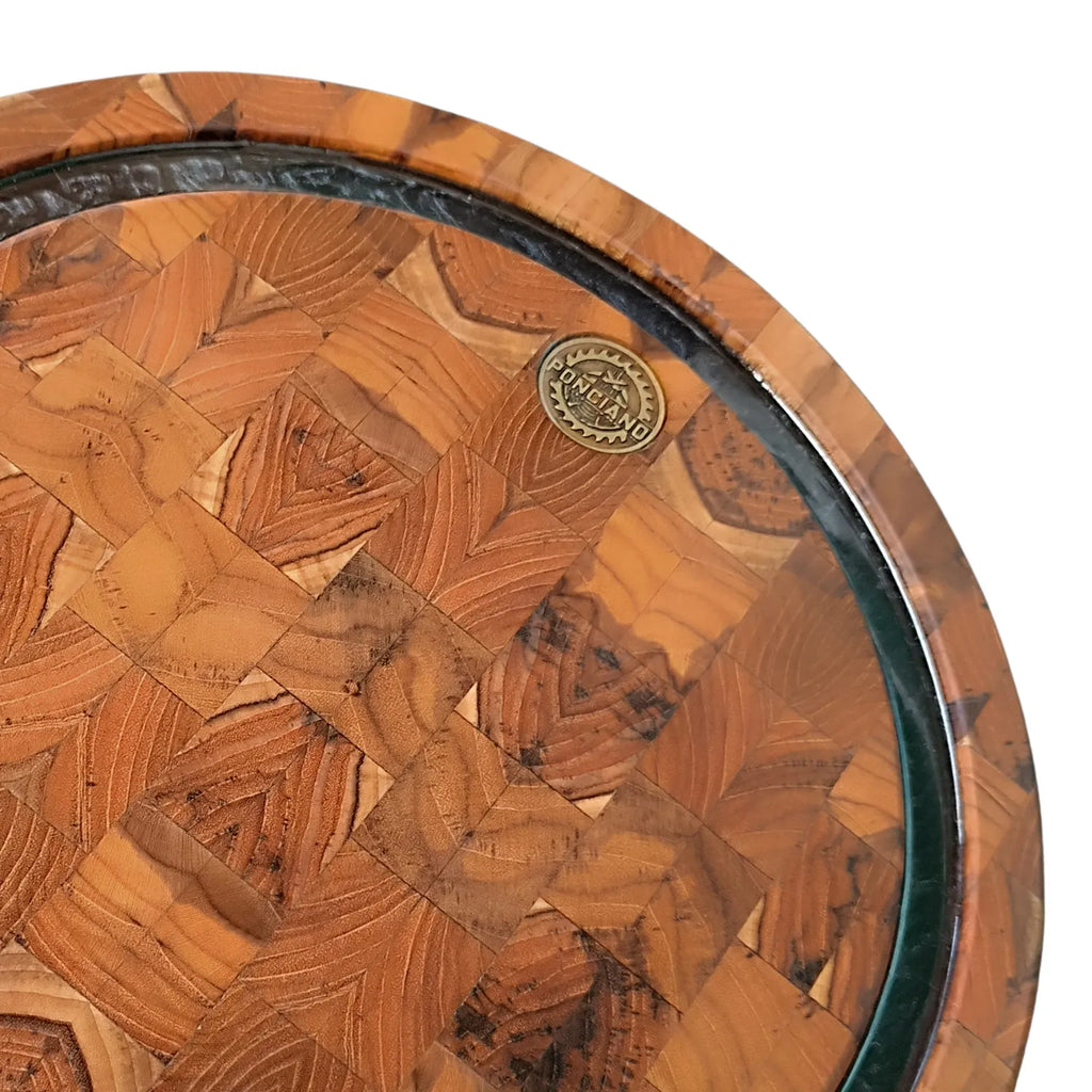 Tábua Redonda End Grain 35cm Ponciano - Resina Preta