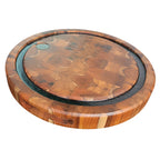 Tábua Redonda End Grain 35cm Ponciano - Resina Preta