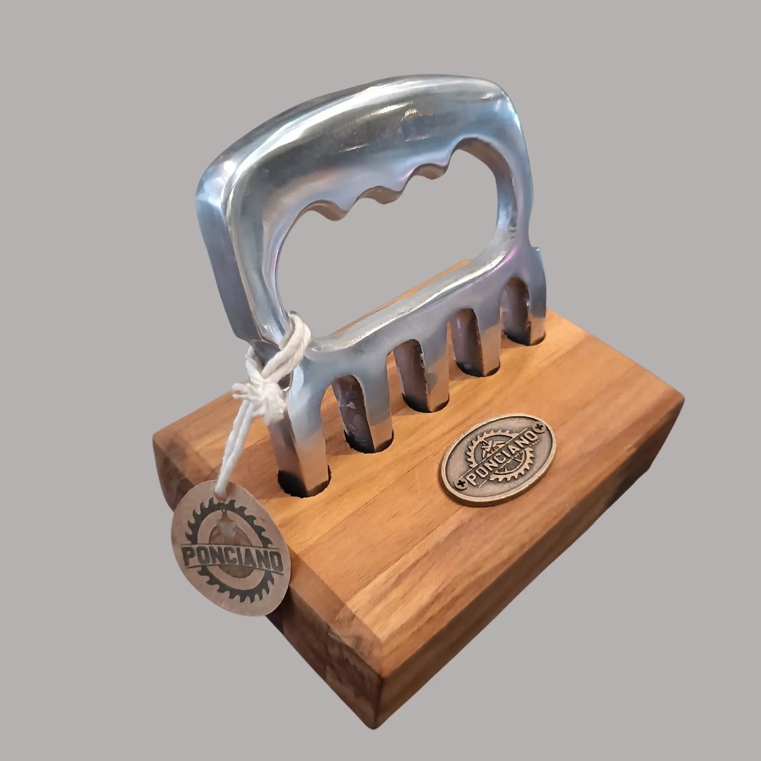 Garra de Urso em Alumínio com Base em Madeira