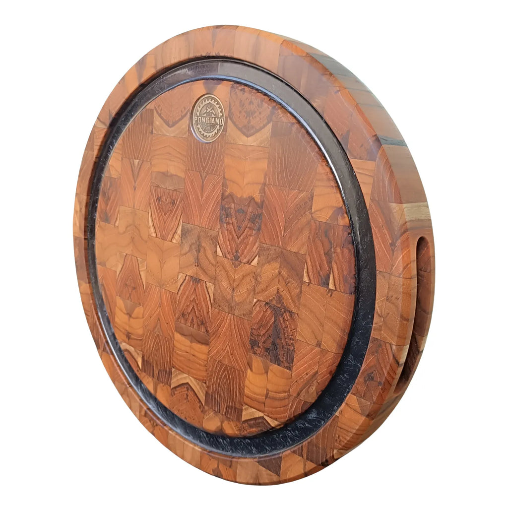 Tábua Redonda End Grain 35cm Ponciano - Resina Preta
