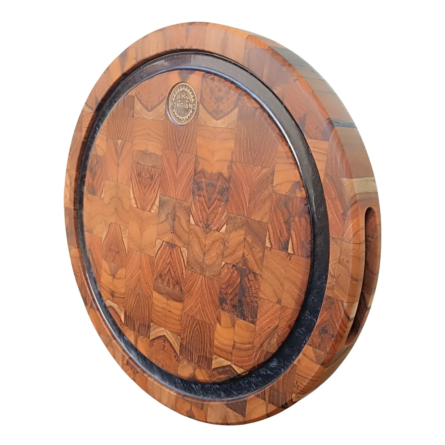 Tábua Redonda End Grain 35cm Ponciano - Resina Preta