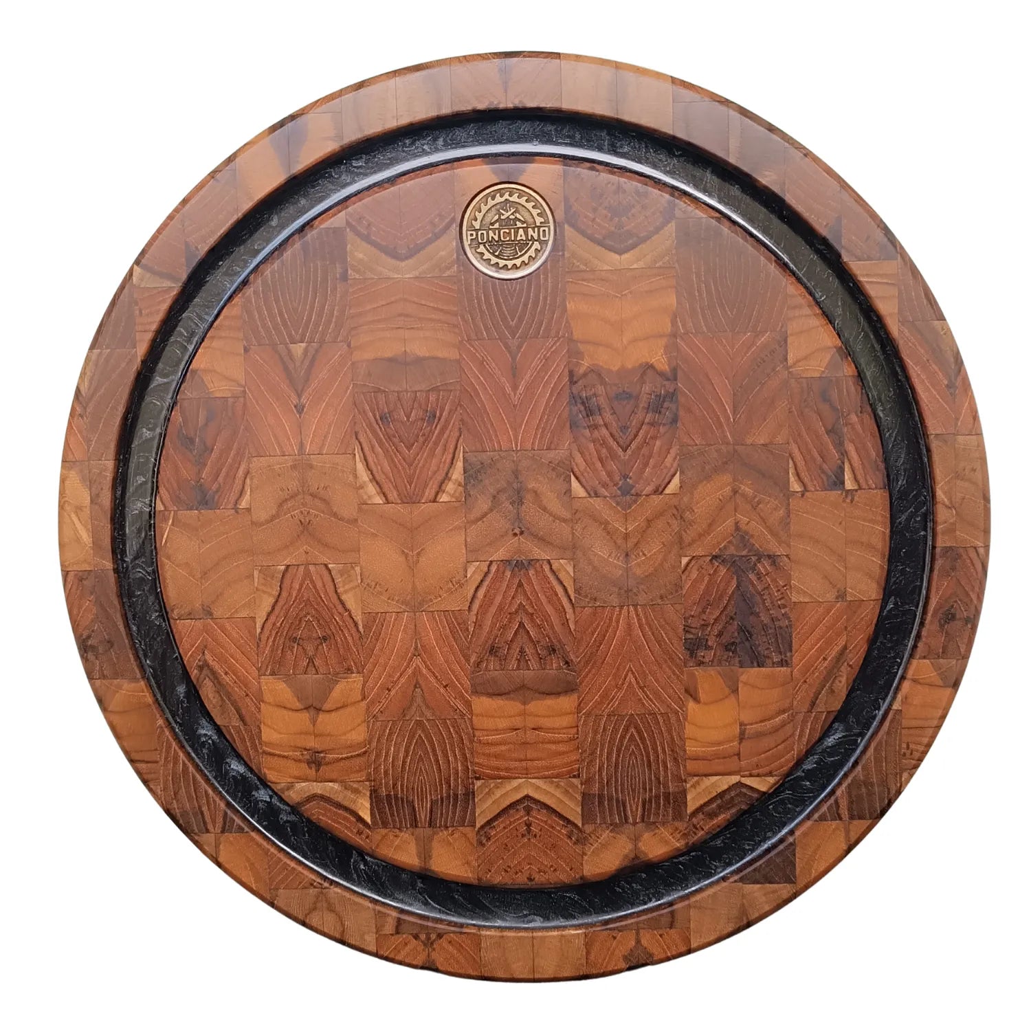 Tábua Redonda End Grain 35cm Ponciano - Resina Preta