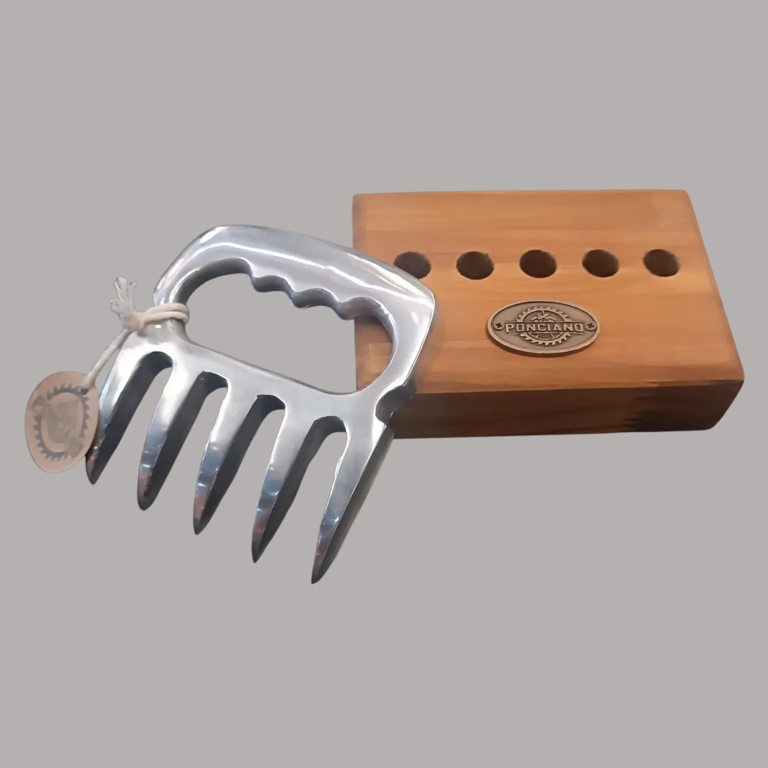 Garra de Urso em Alumínio com Base em Madeira