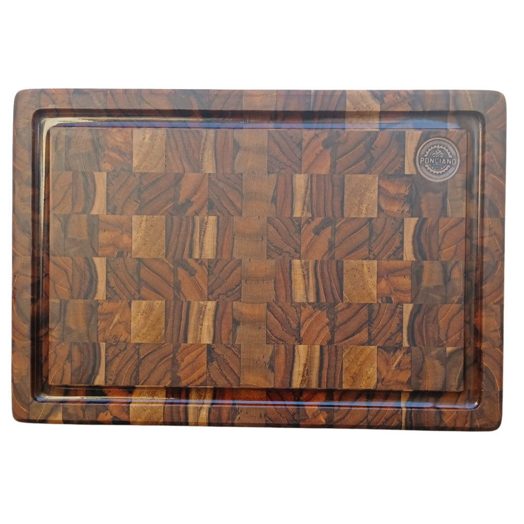 Mini Tábua de Corte Madeira Teca Invertida 30x20x3cm - End Grain