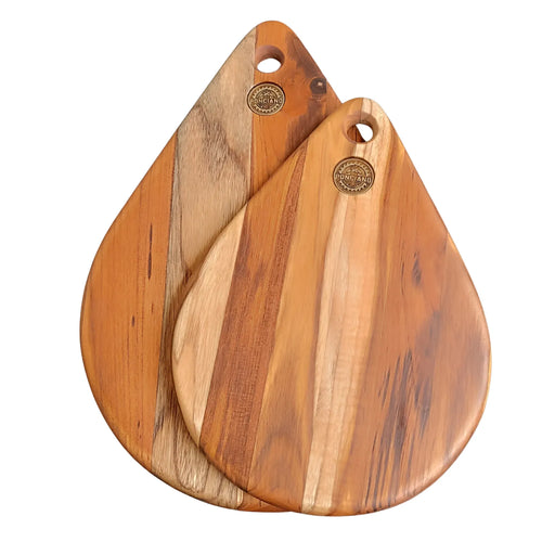 Kit Jade Ponciano - 2 Tábuas Gota em Madeira Teca com Suporte