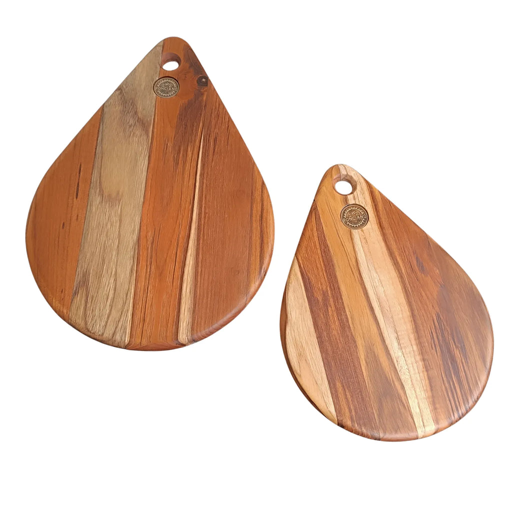 Kit Jade Ponciano - 2 Tábuas Gota em Madeira Teca com Suporte
