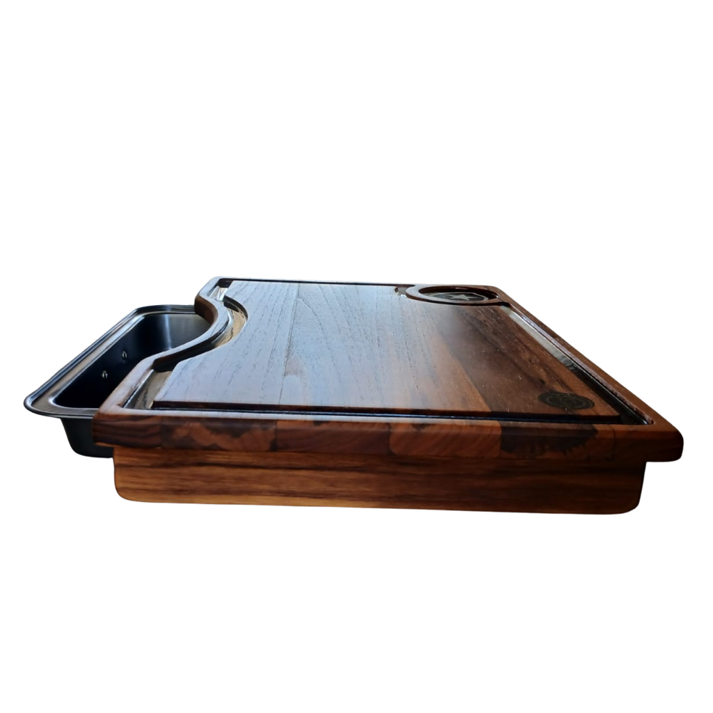 Tábua de Churrasco com Gaveta Clube Ponciano - Teca Premium