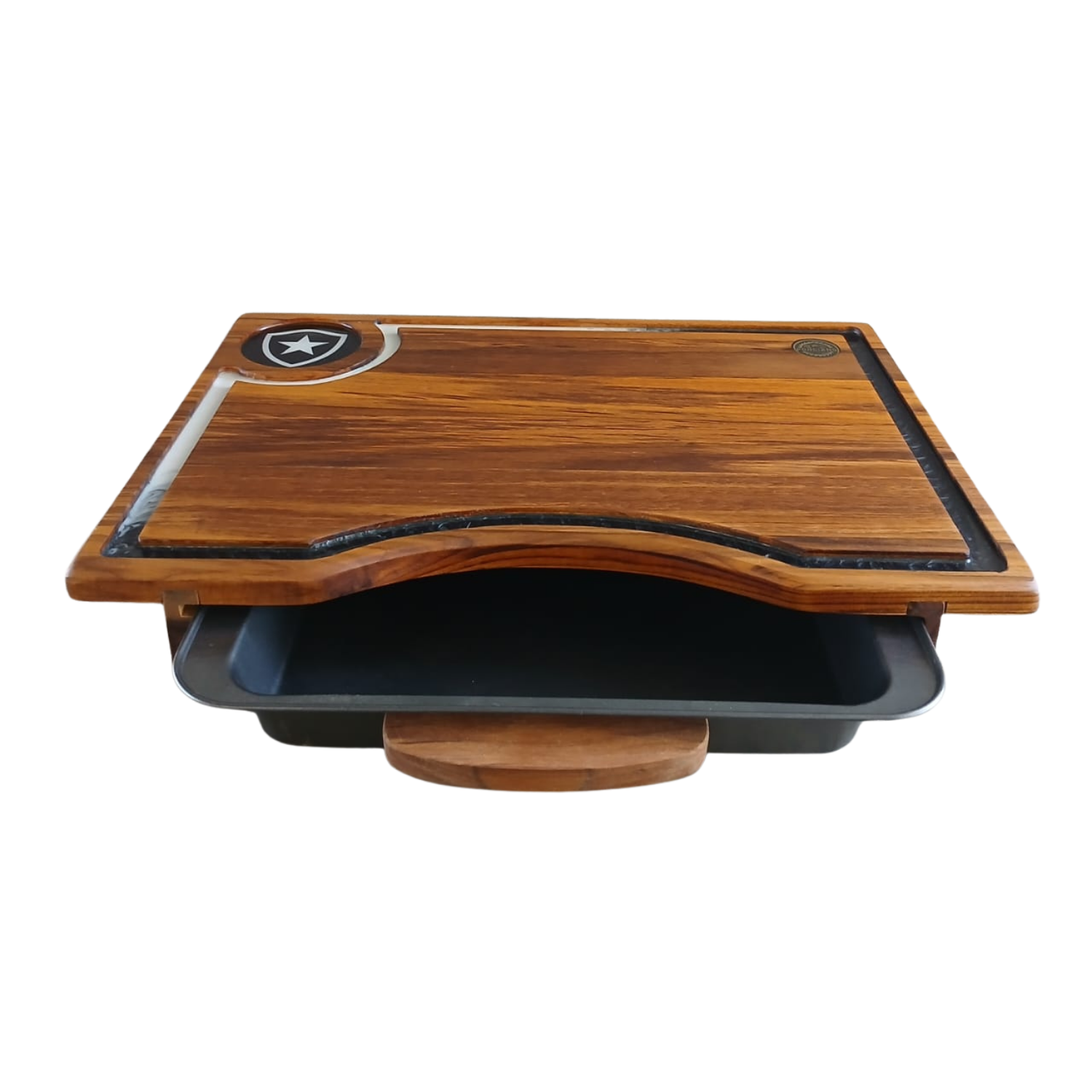 Tábua de Churrasco com Gaveta Clube Ponciano - Teca Premium