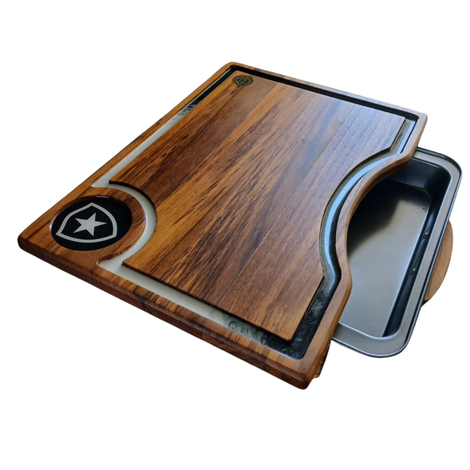 Tábua de Churrasco com Gaveta Clube Ponciano - Teca Premium