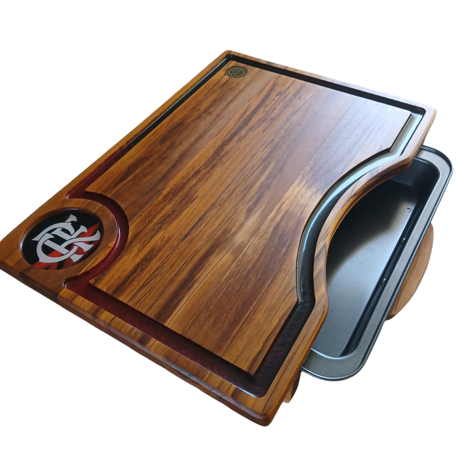 Tábua de Churrasco com Gaveta Clube Ponciano - Teca Premium