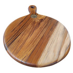 Tábua de Servir Aurea, madeira Teca, redonda, cabo ergonômico, Ponciano.