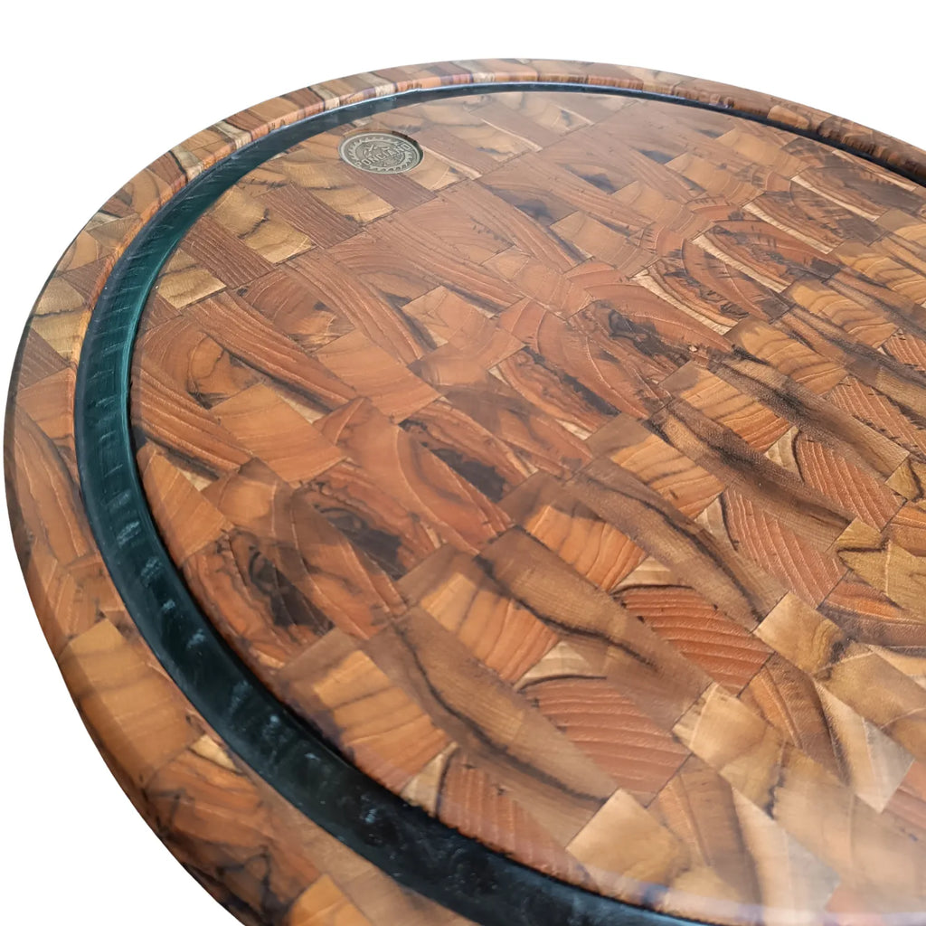 Tábua Redonda End Grain 45cm Resina Preta