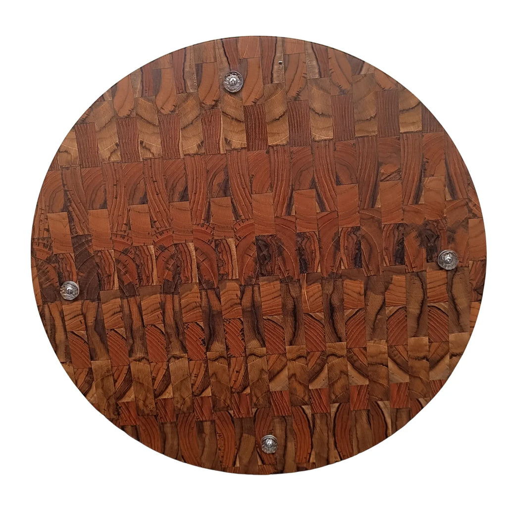 Tábua Redonda End Grain 45cm Resina Preta