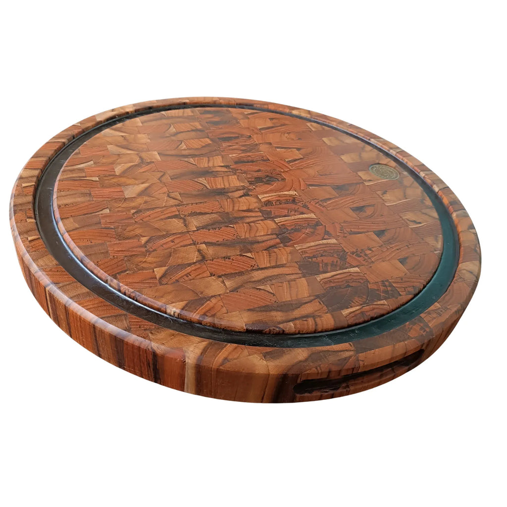 Tábua Redonda End Grain 45cm Resina Preta