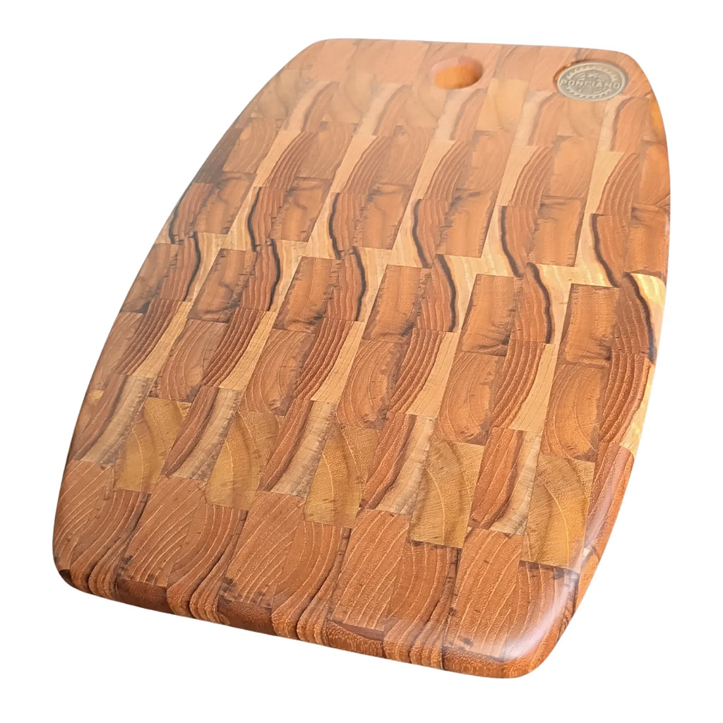 Tábua Mosaico Ponciano - Madeira Teca Estilo End Grain Premium