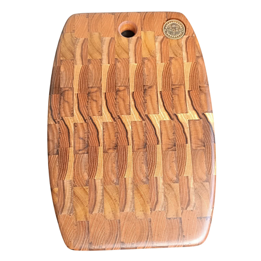 Tábua Mosaico Ponciano - Madeira Teca Estilo End Grain Premium