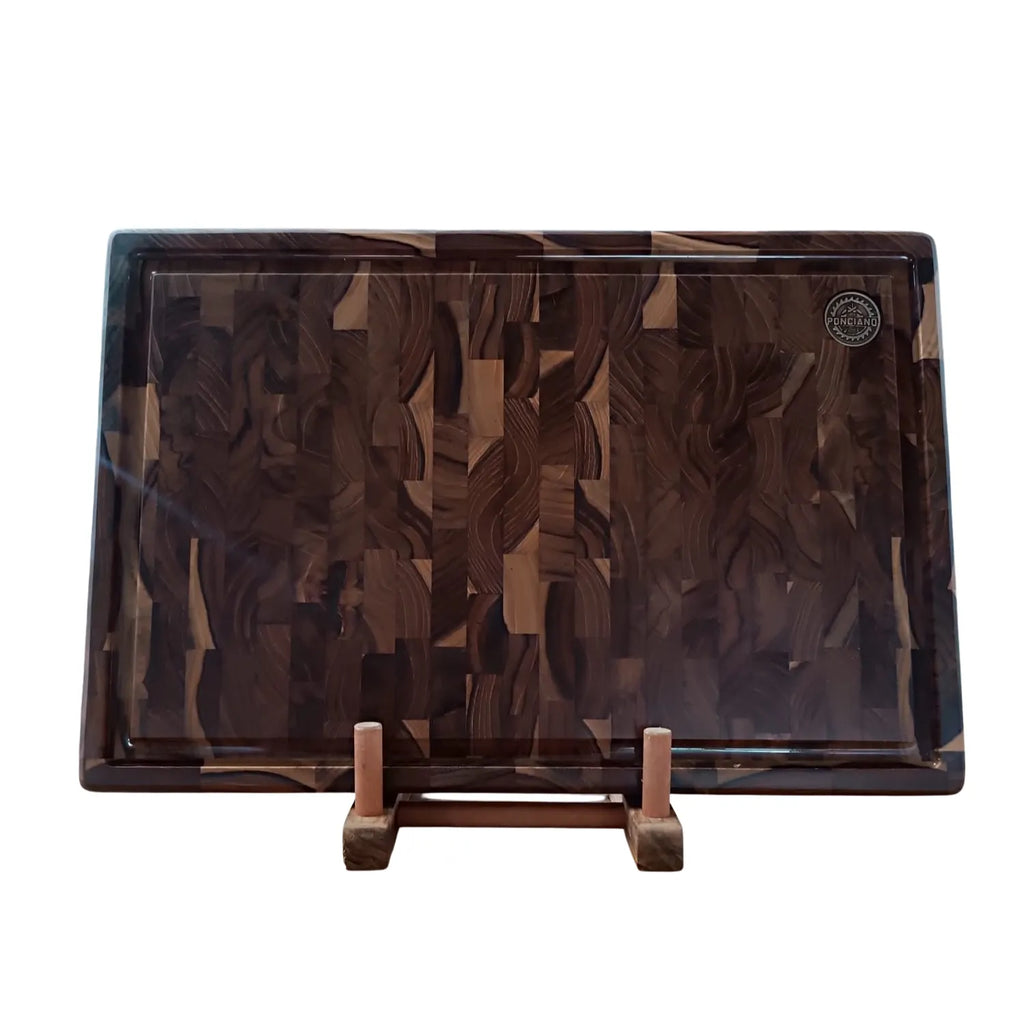 Tábua Retangular End Grain, canaleta resinada, pezinhos de silicone, Premium, Teca, Ponciano.