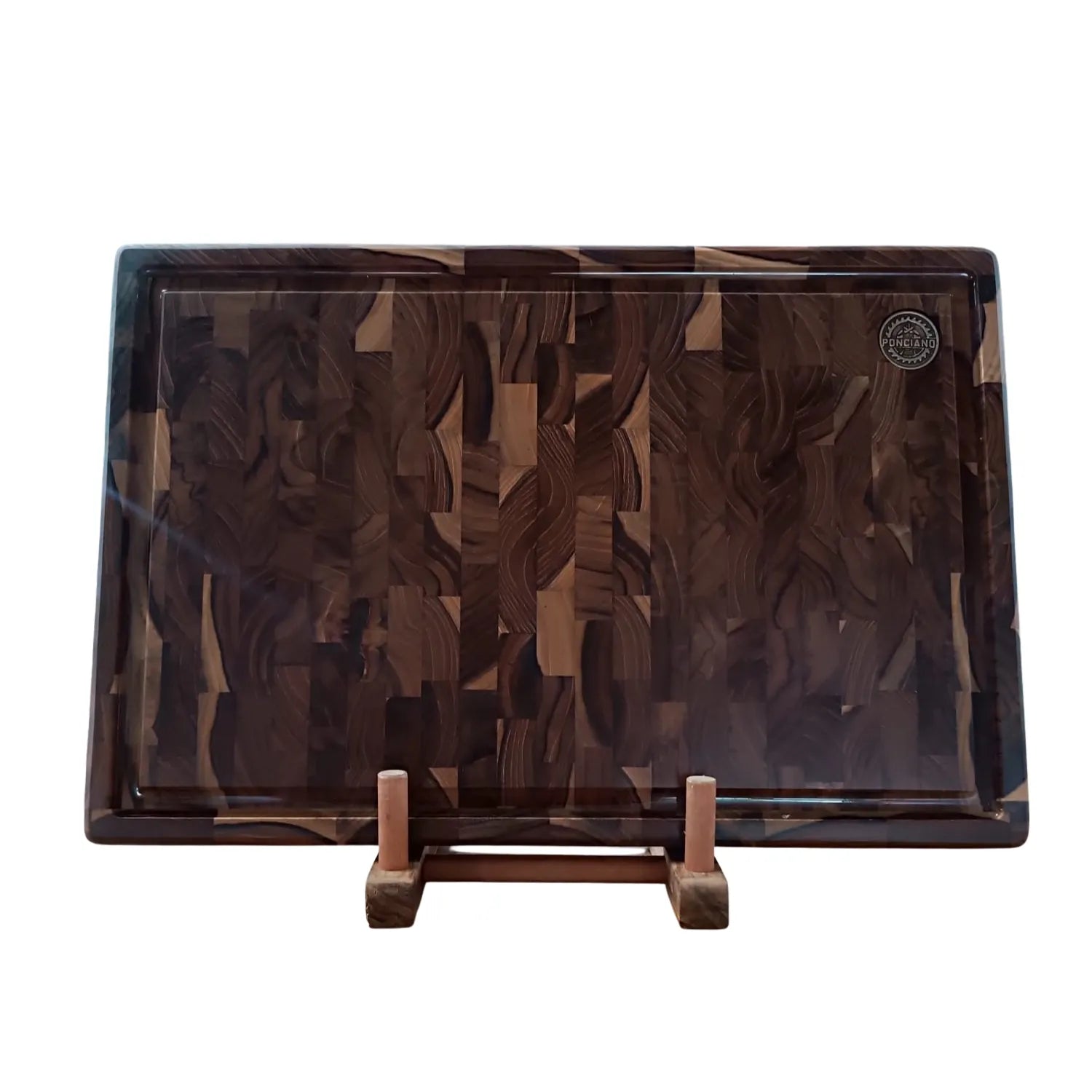 Tábua Retangular End Grain, canaleta resinada, pezinhos de silicone, Premium, Teca, Ponciano.