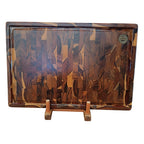 Tábua retangular End Grain, visão frontal, Teca, Ponciano.