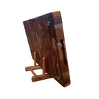 Tábua Retangular End Grain, vista lateral, pegador embutido, pezinhos de silicone, Premium, Teca, Ponciano.