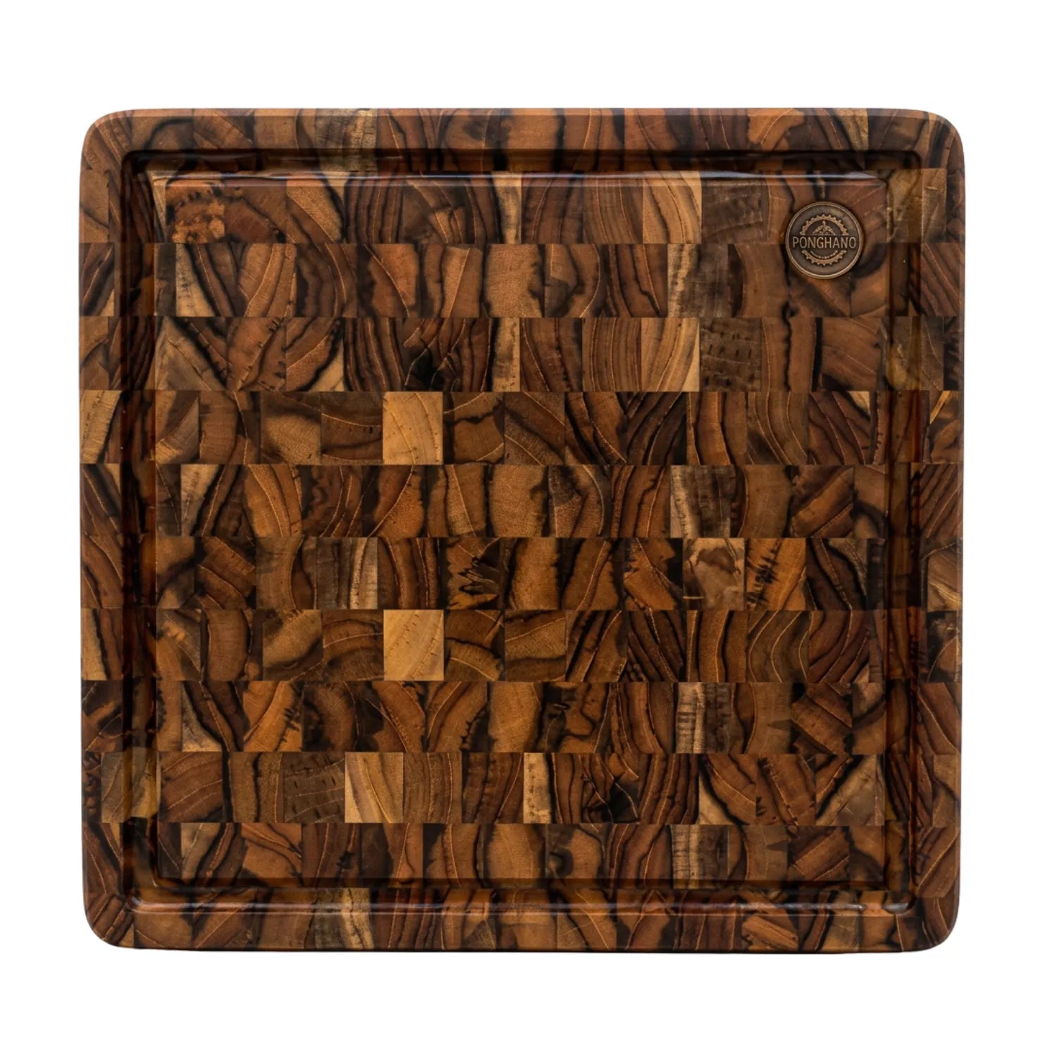 Tábua de Corte e Servir Madeira Teca Invertida 29x29cm - Dupla Face Ponciano