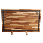 Tábua  Churrasco Texana, perfil frontal, resina preta, Teca, Ponciano